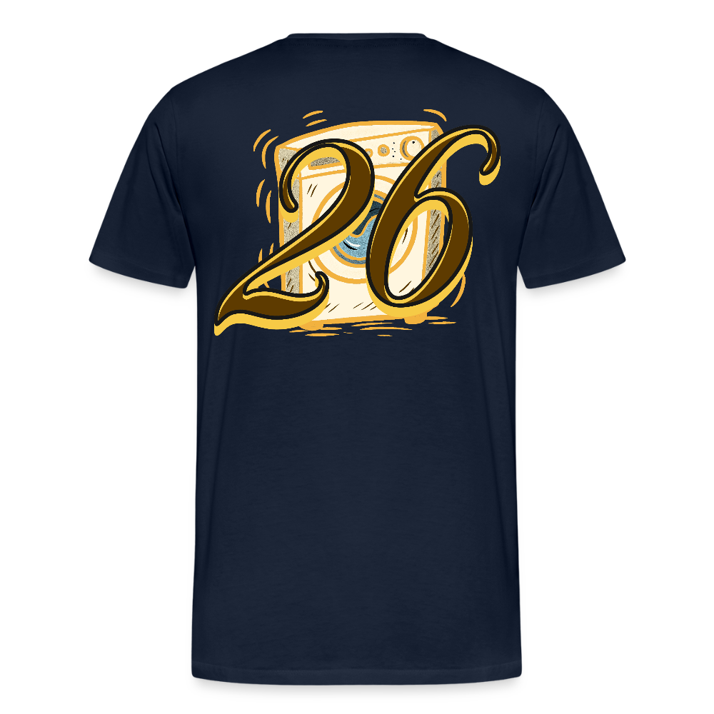 Kontrast Darts T-Shirt Motiv "Waschmaschine 1" fuer maenner (druck hinten)) - Navy