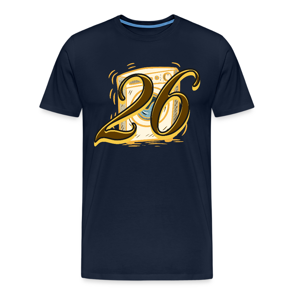 Kontrast Darts T-Shirt Motiv "Waschmaschine 1" fuer maenner (druck vorne) - Navy