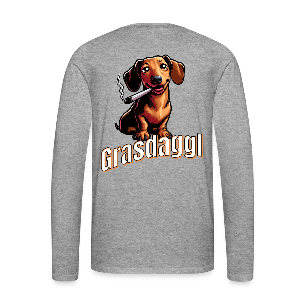 Männer Premium Langarmshirt Motiv Grasdaggl fuer Maenner (Druck vorne) - Grau meliert