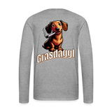 Männer Premium Langarmshirt Motiv Grasdaggl fuer Maenner (Druck vorne) - Grau meliert