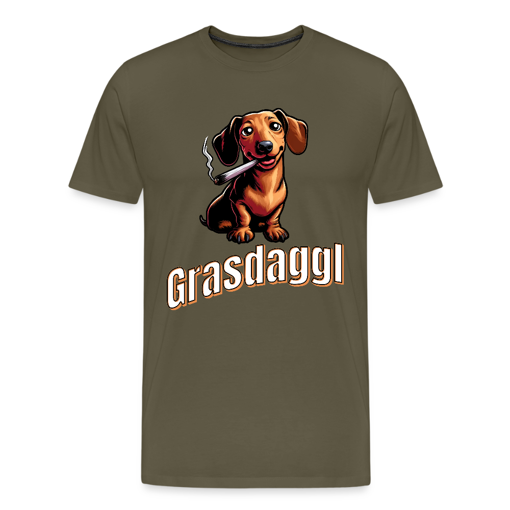 Maenner Fun T-Shirt Motiv "Grasdaggl" (Druck vorne) - Khaki