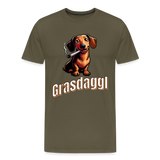Maenner Fun T-Shirt Motiv "Grasdaggl" (Druck vorne) - Khaki