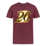 Kontrast Darts T-Shirt Motiv "Waschmaschine 1" fuer maenner (druck vorne) - Bordeauxrot meliert