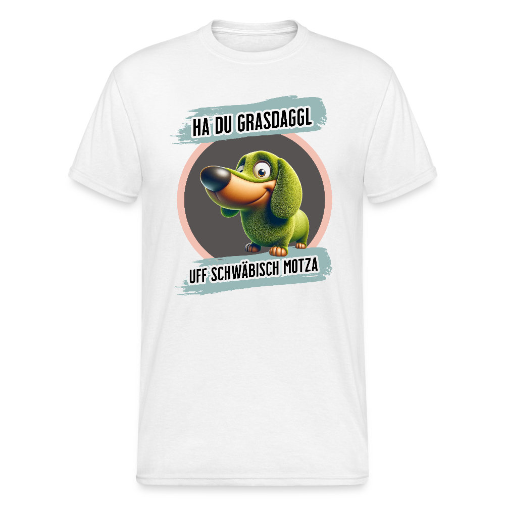 Gildan Fun T-Shirt Motiv "Ha du Grasdaggl" (Druck vorne) - Weiß