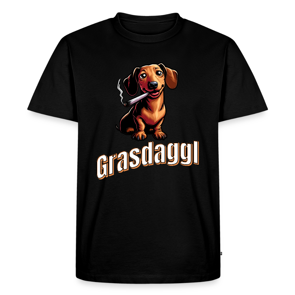 Maenner Fun T-Shirt Motiv "Grasdaggl" (Druck vorne) - Schwarz