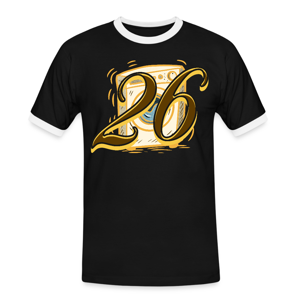 Kontrast Darts T-Shirt Motiv Waschmaschine 1 fuer Maenner druck vorne - Schwarz/Weiß