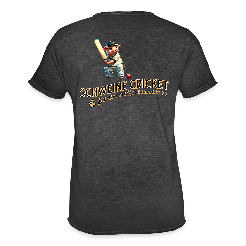 Vintage Darts T-Shirt Motiv "Schweine Cricket" fuer Maenner (druck hinten) - Vintage Schwarz