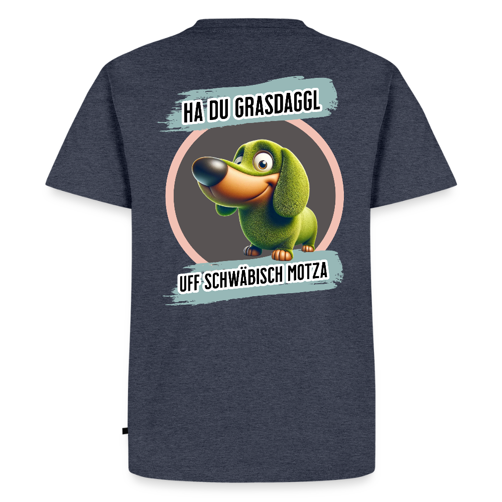 Fun T-Shirt Motiv "Ha du Grasdaggl" - Jeansblau 