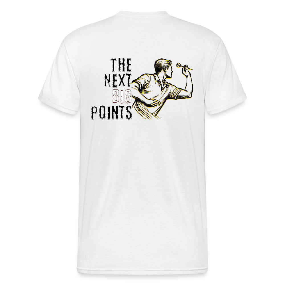 Gildan Heavy Darts T-Shirt Motiv "Next Big Points" fuer maenner (druck hinten) - Weiß