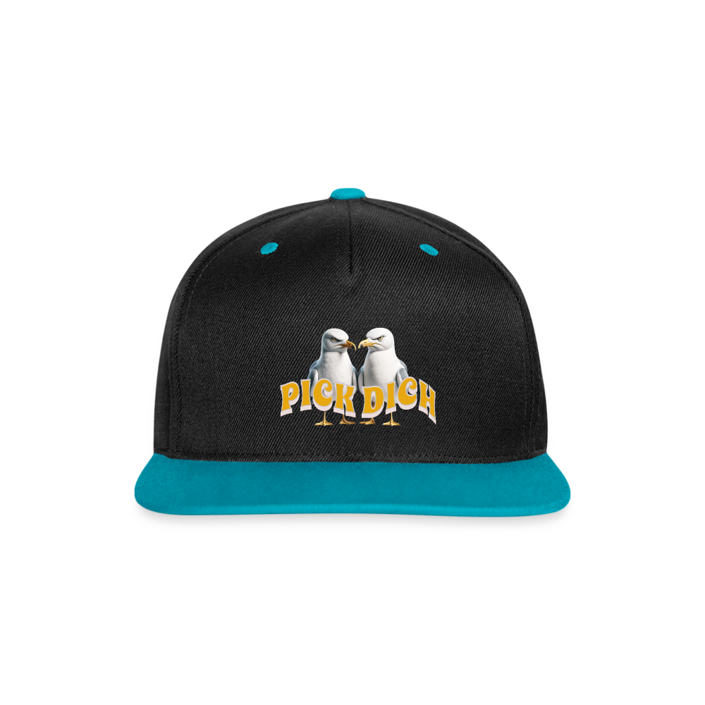 Kontrast Snapback Motiv "Pick Dich" - Schwarz/Türkis