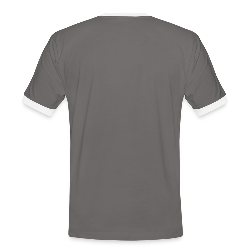 Kontrast Fun T-Shirt Motiv "Ha du Grasdaggl" (Druck vorne) - Dunkelgrau/Weiß
