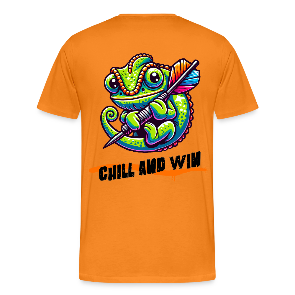 Premium Darts-T-Shirt Motiv „Chill and Win“ - Orange