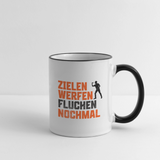Darts-Tasse zweifarbig Motiv "Dartsfluch" - Weiß/Schwarz
