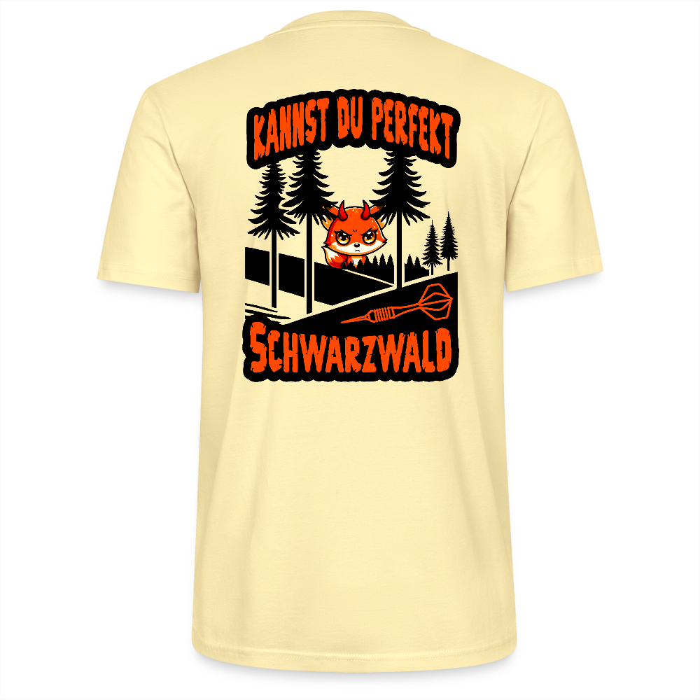 Unixex Darts-T-Shirt Motiv "Schwarzwald Perfekt" (druck hinten) - Creme