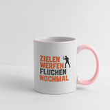 Darts-Tasse zweifarbig Motiv "Dartsfluch" - Weiß/Pink