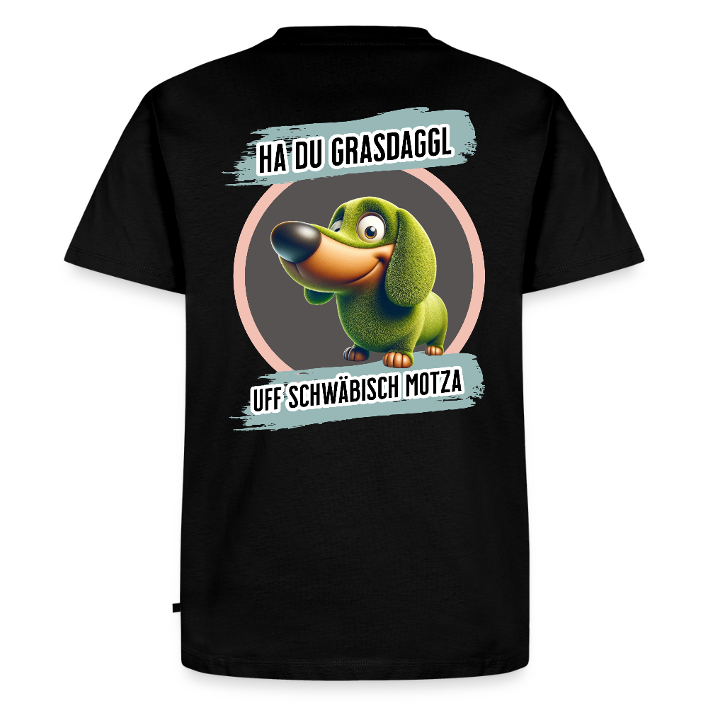 Fun T-Shirt Motiv "Ha du Grasdaggl" - Schwarz