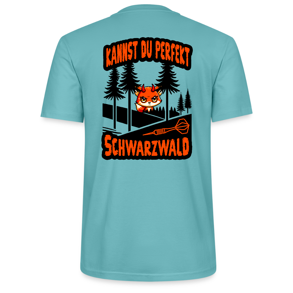 Unixex Darts-T-Shirt Motiv "Schwarzwald Perfekt" (druck hinten) - Pastelltürkis