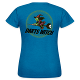Frauen Darts-T-Shirt Motiv "Darts Witch" (druck hinten) - Antikblaues Saphir meliert