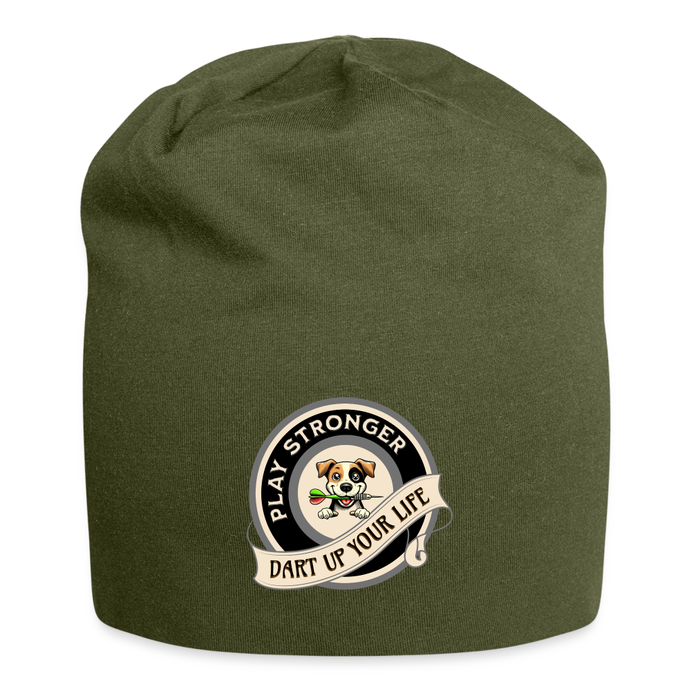 Jersey-Darts-Beanie Motiv "Play Stronger" Unisex - Olive