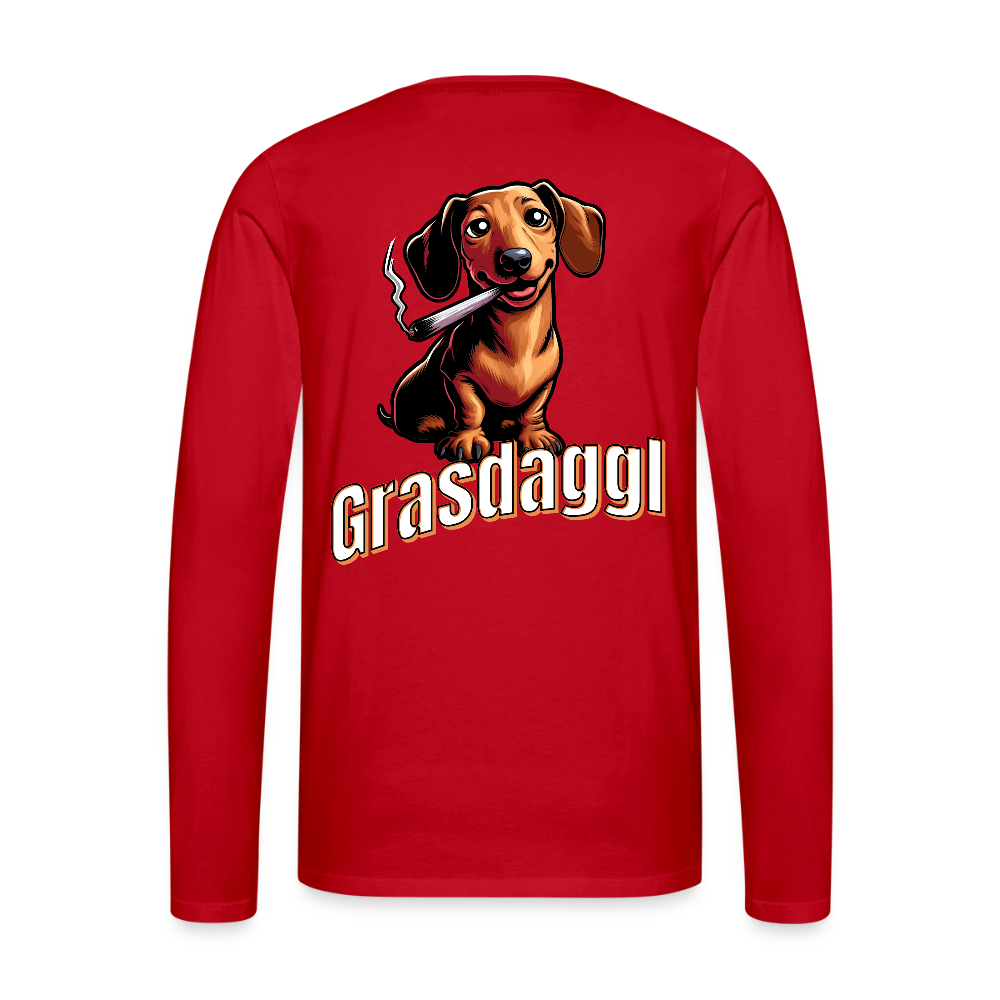Männer Premium Langarmshirt Motiv Grasdaggl fuer Maenner (Druck vorne) - Rot