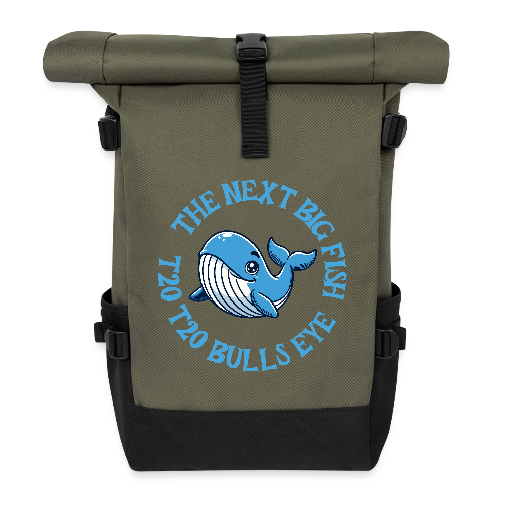 Darts-Rolltop-Rucksack Motiv "Big Fish" - Olive/Schwarz