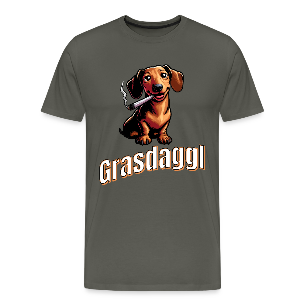 Maenner Fun T-Shirt Motiv "Grasdaggl" (Druck vorne) - Asphalt