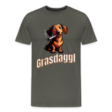 Maenner Fun T-Shirt Motiv "Grasdaggl" (Druck vorne) - Asphalt