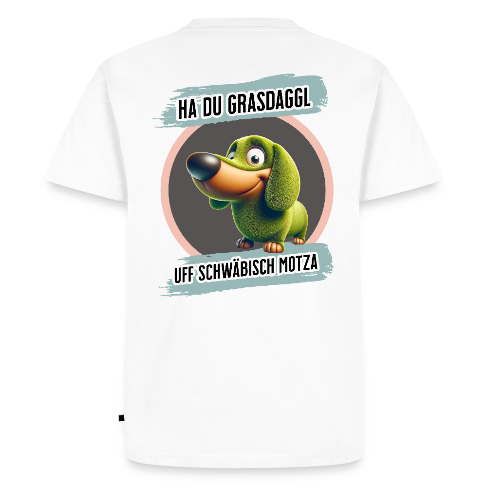 Fun T-Shirt Motiv "Ha du Grasdaggl" - Weiß