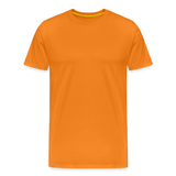 Premium Darts-T-Shirt fuer Maenner Motiv "Don't Pray" (Druck hinten hell) - Orange