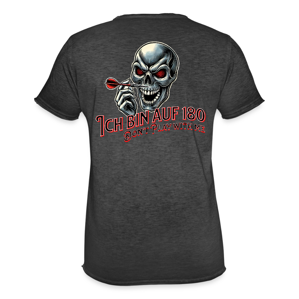 Vintage Darts T-Shirt Motiv "Auf 180" fuer Maenner (druck hinten) - Vintage Schwarz