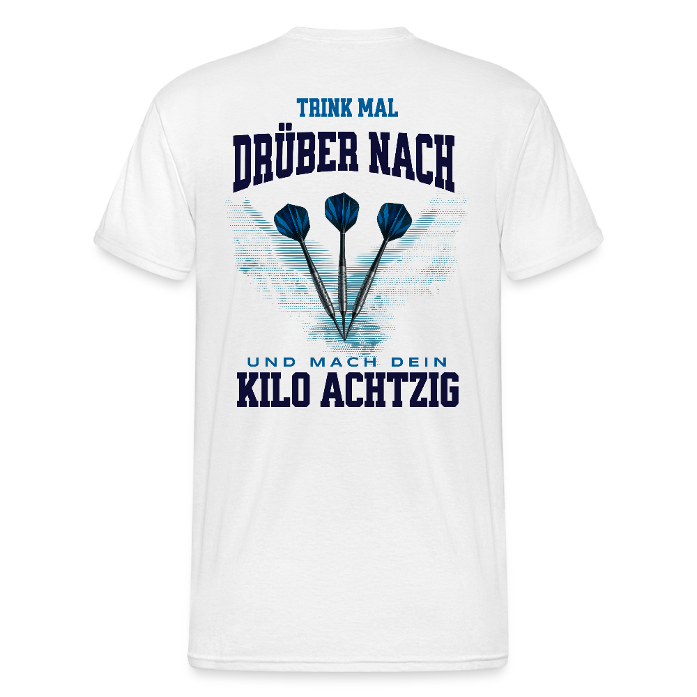 Gildan Darts T-Shirt Motiv "Kilo Achtzig" fuer maenner (druck hinten) - Weiß