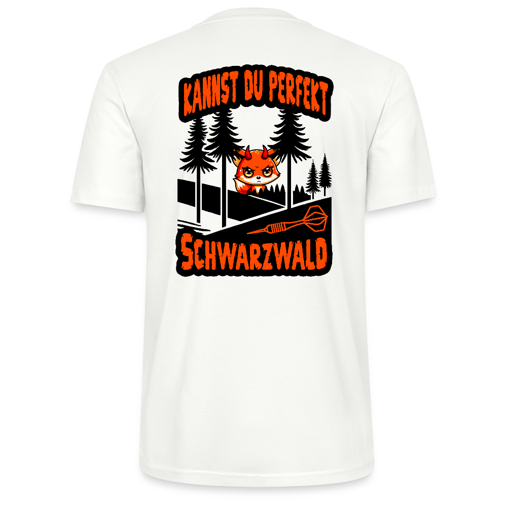 Unixex Darts-T-Shirt Motiv "Schwarzwald Perfekt" (druck hinten) - Weiß
