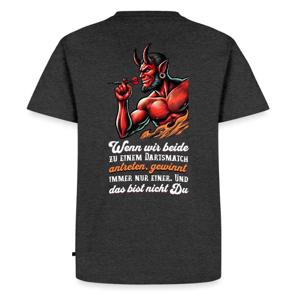 Darts-T-Shirt Motiv "Matchwinner" fuer maenner (Druck hinten, dunkle stoffe) - Anthrazit meliert