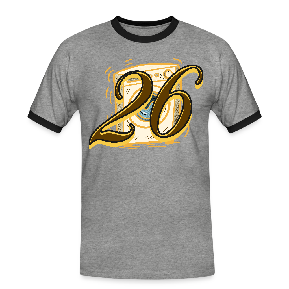 Kontrast Darts T-Shirt Motiv Waschmaschine 1 fuer Maenner druck vorne - Grau meliert/Schwarz