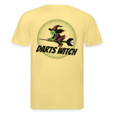 Unisex Darts-T-Shirt Motiv "Darts Witch" (druck hinten) - Gelb Viva 
