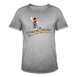 Vintage Darts T-Shirt Motiv "Schweine Cricket" fuer Maenner (druck vorne) - Vintage Grau