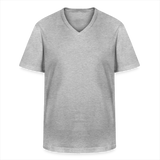 Bio-Darts T-Shirt fuer maenner mit V-Ausschnitt Motiv "Only God" (Druck hinten) - Grau meliert