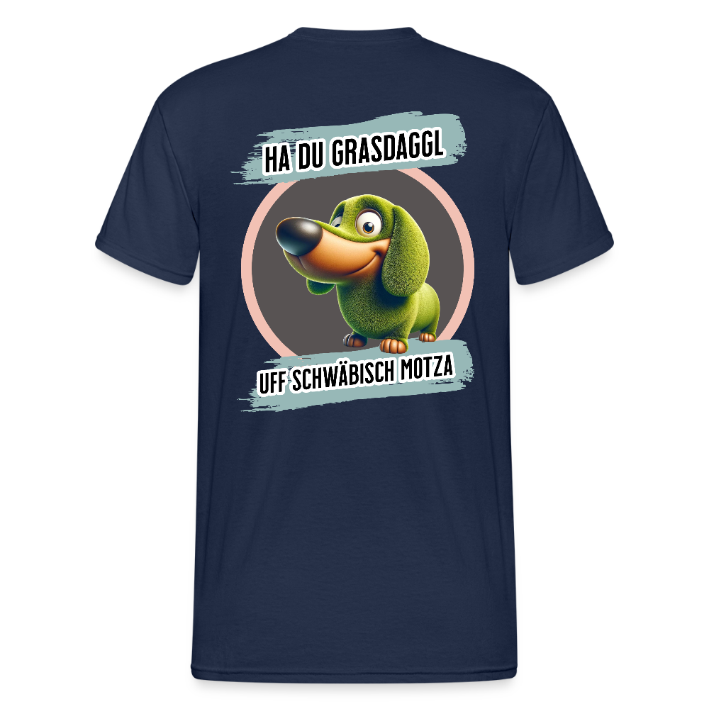 Gildan Fun T-Shirt Motiv "Ha du Grasdaggl" (Druck hinten) - Navy
