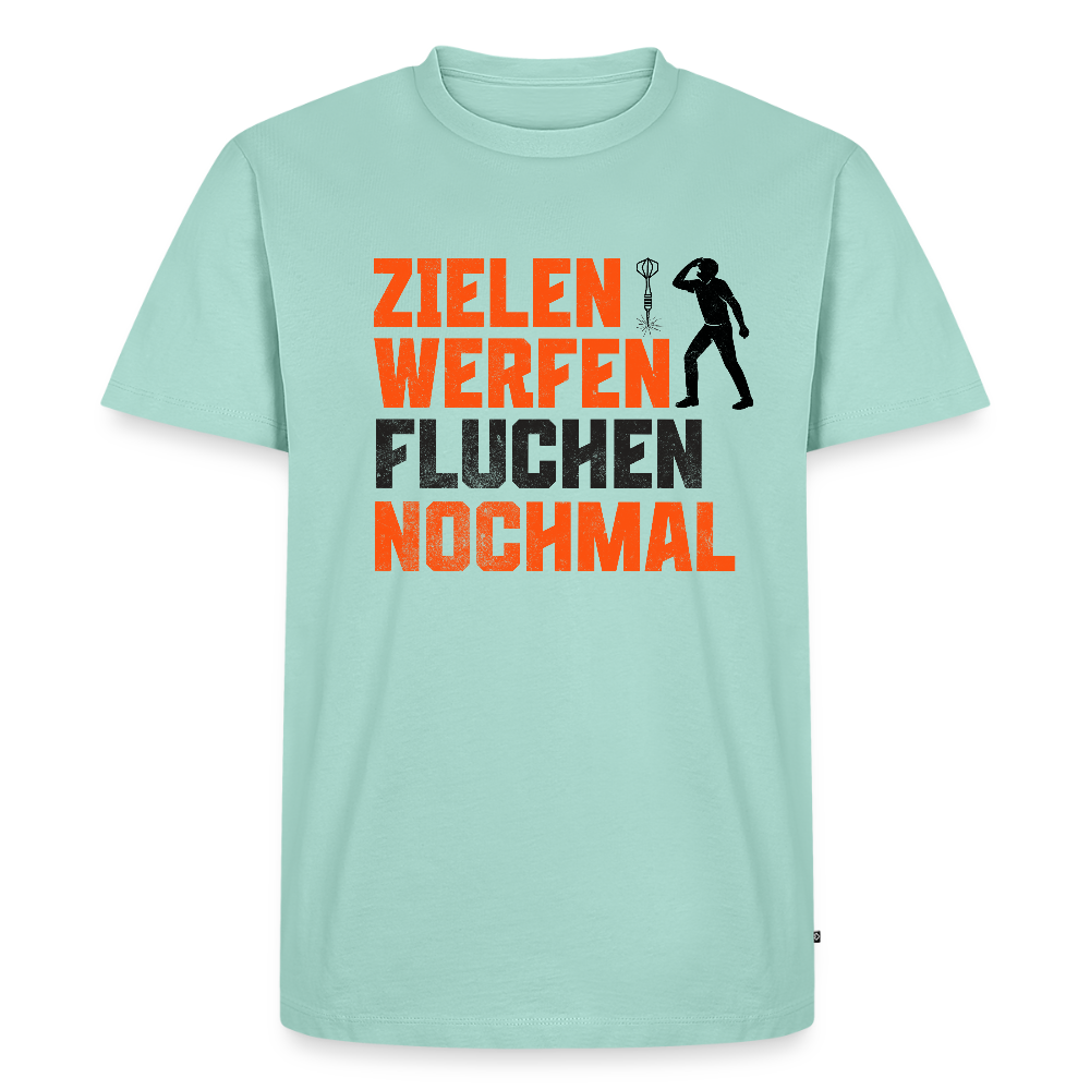 Premium-Darts-T-Shirt Motiv "Dartsfluch" (druck vorne) - Mint 