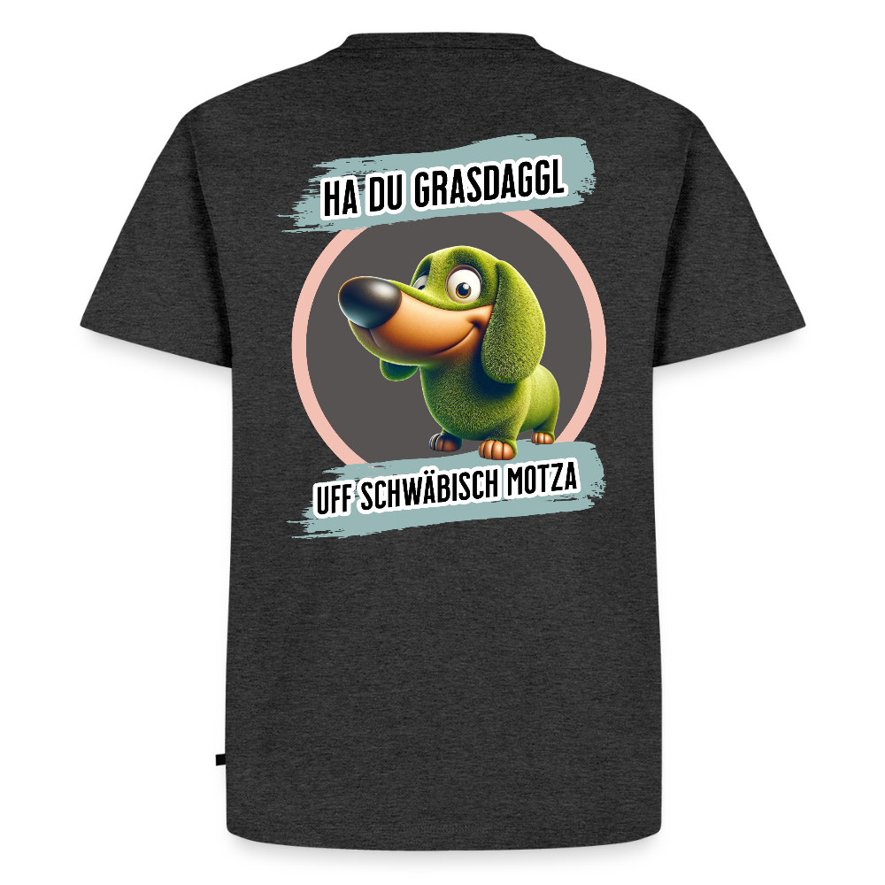 Fun T-Shirt Motiv "Ha du Grasdaggl" - Anthrazit meliert