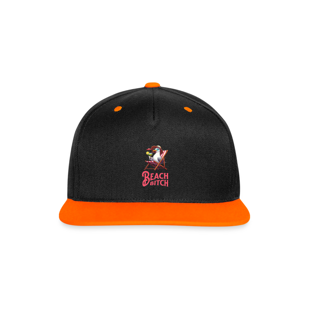 Kontrast Snapback Fun-Motiv "Beach Bitch" - Schwarz/Neonorange