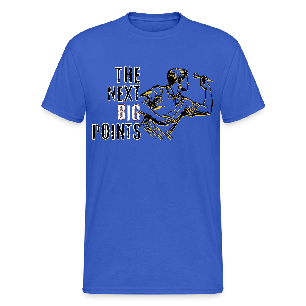 Gildan Heavy Darts T-Shirt Motiv "Next Big Points" fuer maenner (druck vorne) - Königsblau