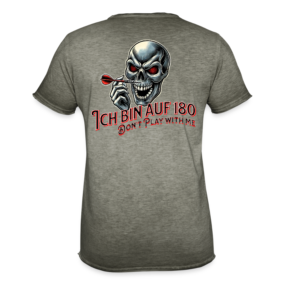 Vintage Darts T-Shirt Motiv "Auf 180" fuer Maenner (druck hinten) - Vintage Khaki