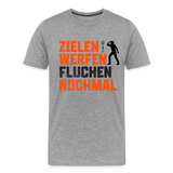 Premium-Darts-T-Shirt Motiv "Dartsfluch" (druck vorne) - Grau meliert