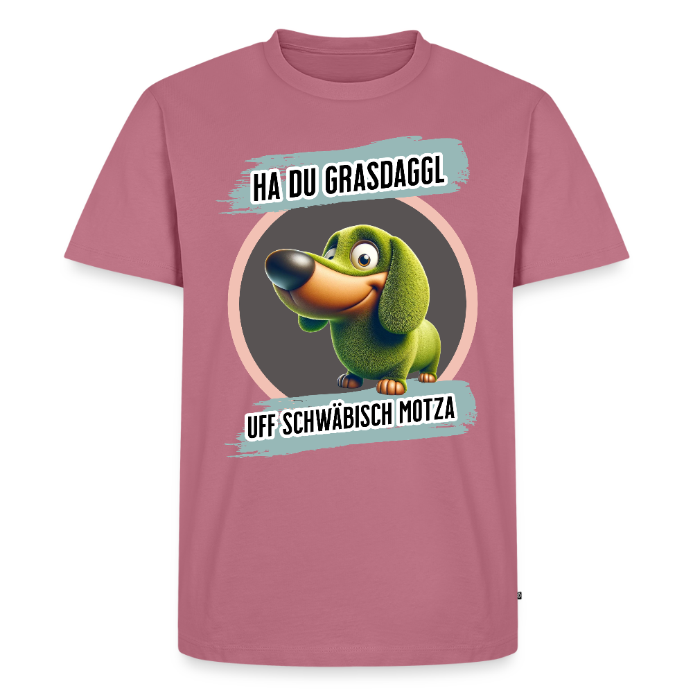 Maenner Fun T-Shirt Motiv "Ha du Grasdaggl" - Mauve