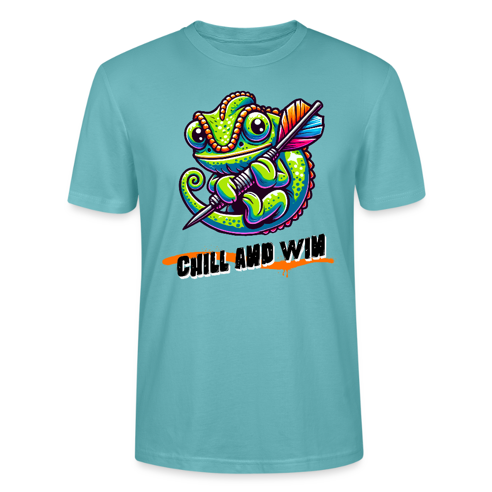 Unisex-T-Shirt Motiv "Chill and Win" (Druck vorne) - Pastelltürkis