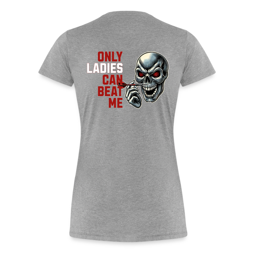 Premium Darts-T-Shirt Motiv "Only Ladies Skull" - Grau meliert