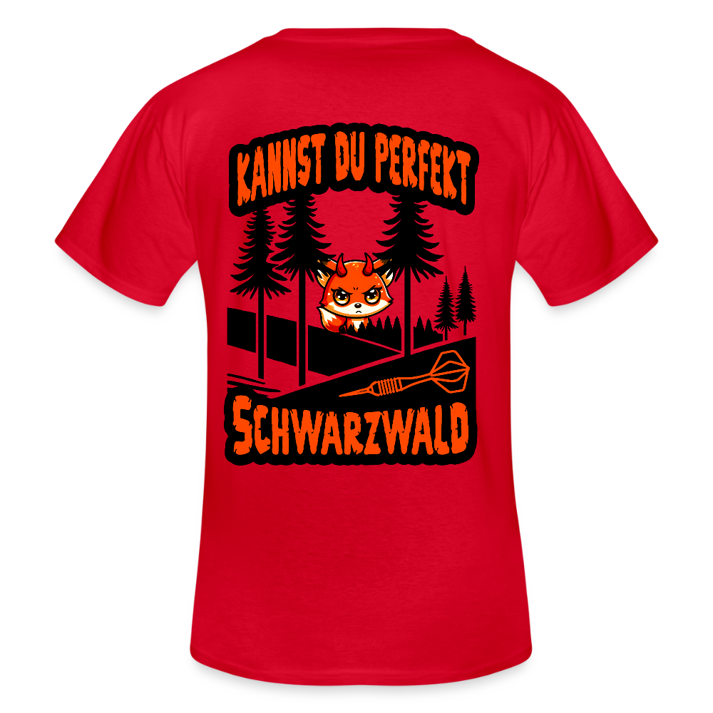 Darts T-Shirt mit V-Ausschnitt Motiv "Schwarzwald Perfekt" - Rot