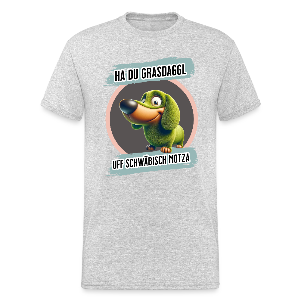 Gildan Fun T-Shirt Motiv "Ha du Grasdaggl" (Druck vorne) - Grau meliert