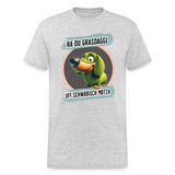 Gildan Fun T-Shirt Motiv "Ha du Grasdaggl" (Druck vorne) - Grau meliert